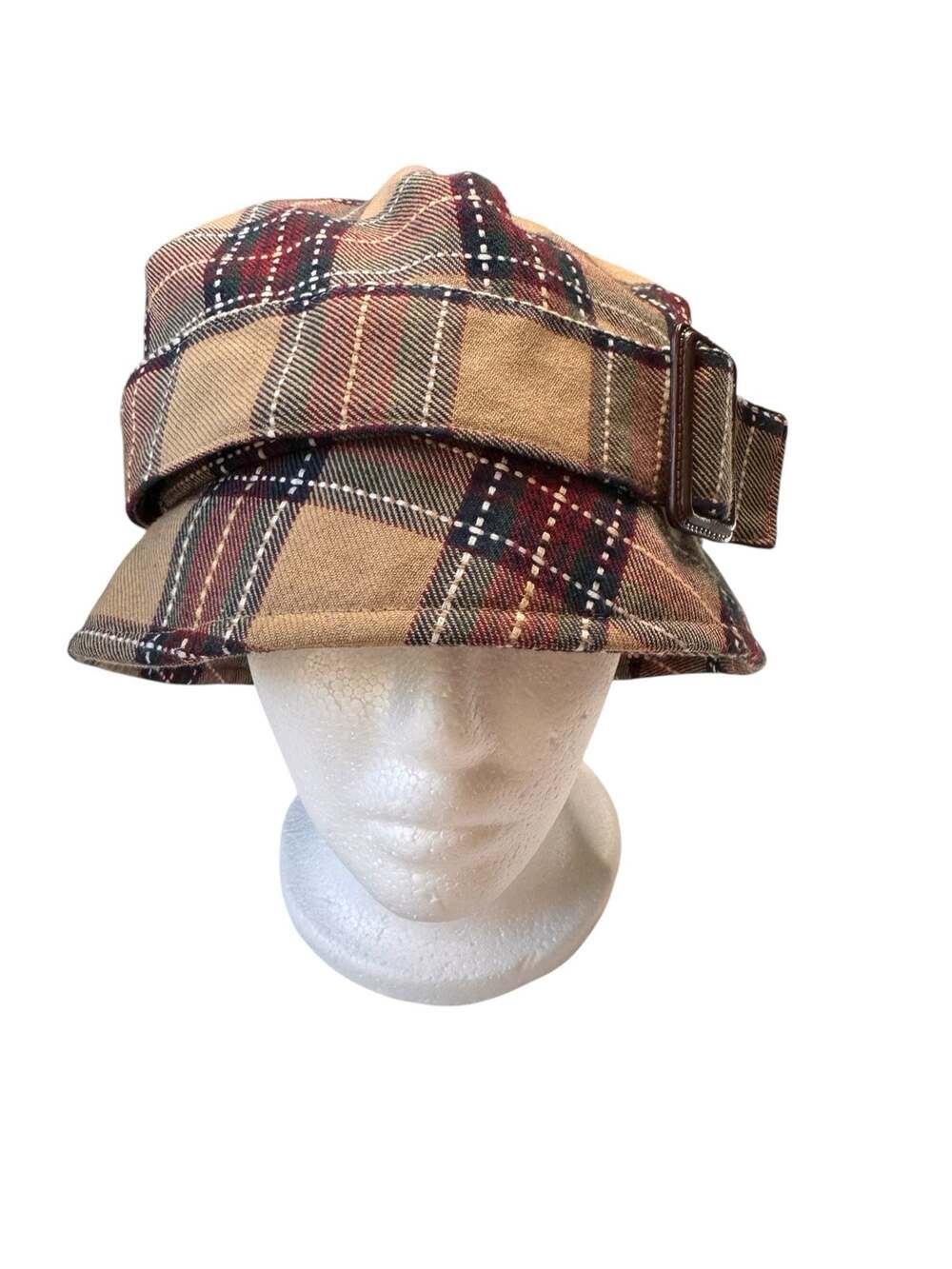 SAN DIEGO HAT CO Tartan Plaid Bucket Hat with Buckle One Size Women Tan Blue Red